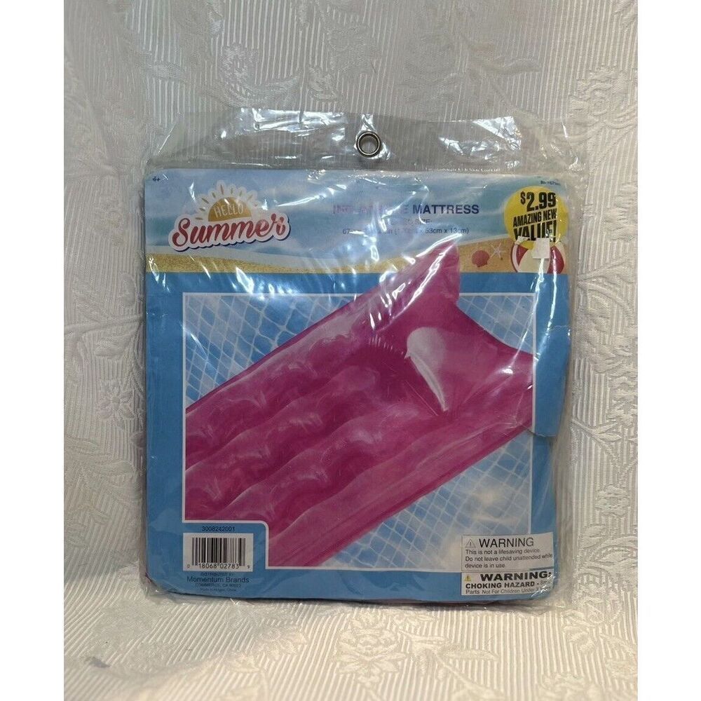 Vintage Momentum Brands Summer‎ Inflatable Mattress Pool 67” X 21” Pink NISP